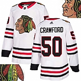 Blackhawks #50 Crawford White With Special Glittery Logo Adidas Jersey,baseball caps,new era cap wholesale,wholesale hats